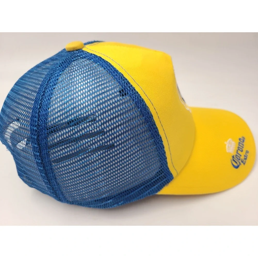 Corona Extra Cerveza Mexican Beer Mesh Trucker‎ (Fits Small) Hat Cap Yellow Blue